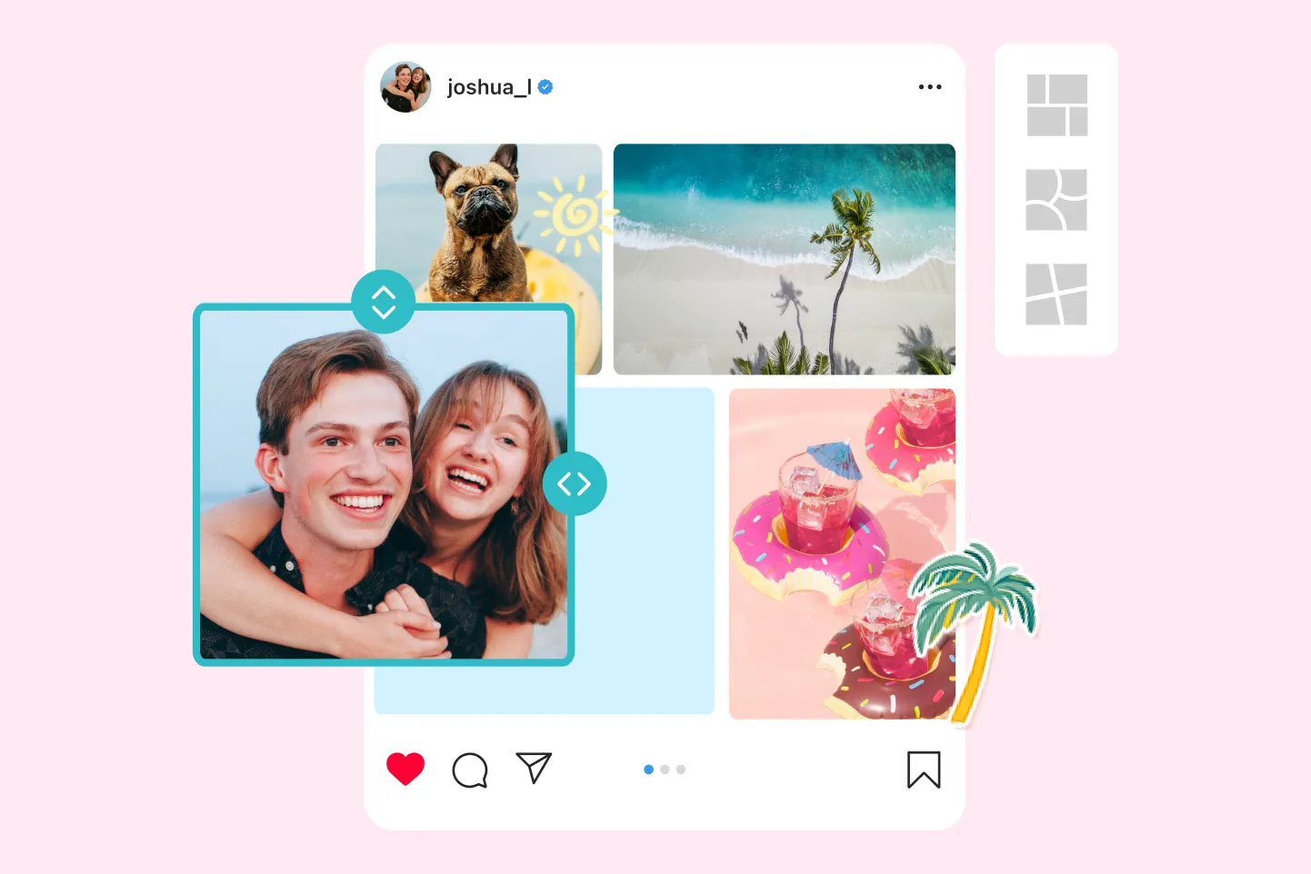 Use PhotoGrid to collage 4 pictures into a beautiful social media post